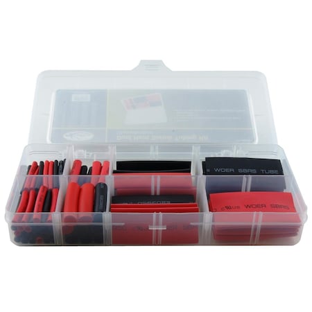 K-Tool International Heat Shrink Tube Assortment, Dual Wall, 3:1 I.D. Shrink Ratio, Black, Red, 45 mm, 75 mm KTI-00034